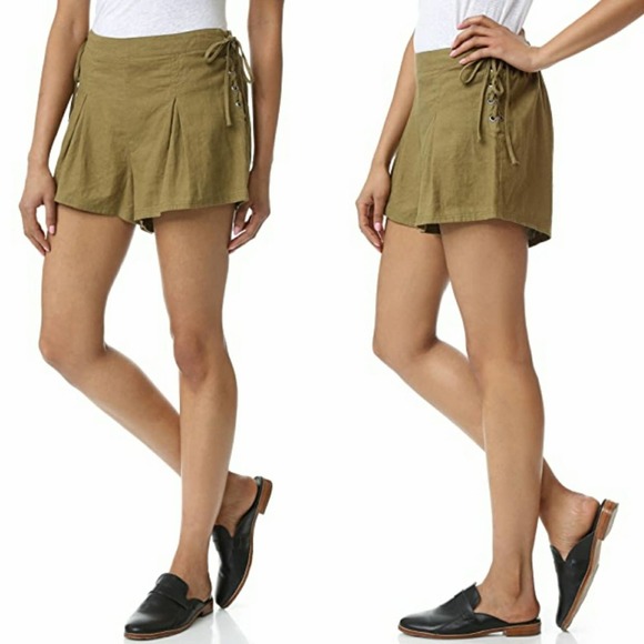 Free People Silver Springs Lace Up Linen Shorts - Picture 3 of 8